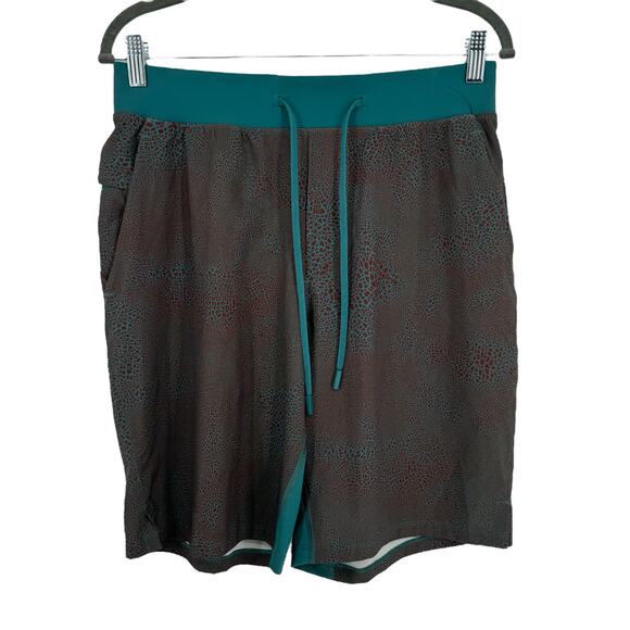 Lululemon T.H.E. Linerless Shorts 9" Crackle Glaze Deep Cove Date Brown